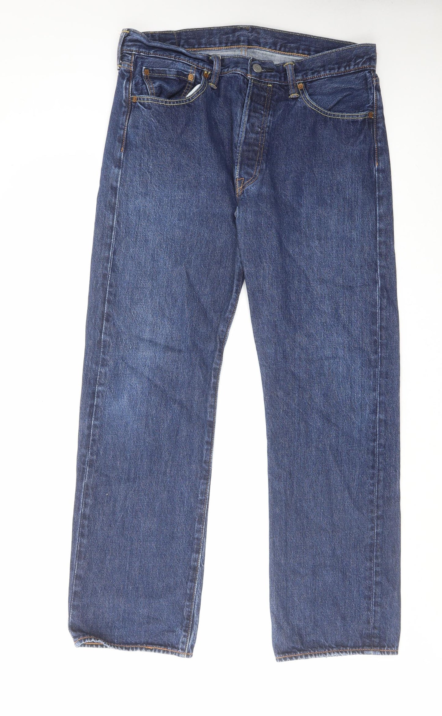 Levi's Mens Blue Cotton Bootcut Jeans Size 34 in L30 in Regular Button