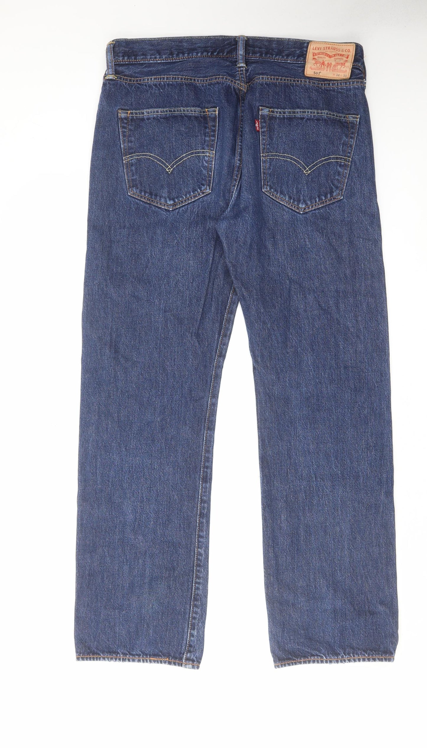 Levi's Mens Blue Cotton Bootcut Jeans Size 34 in L30 in Regular Button