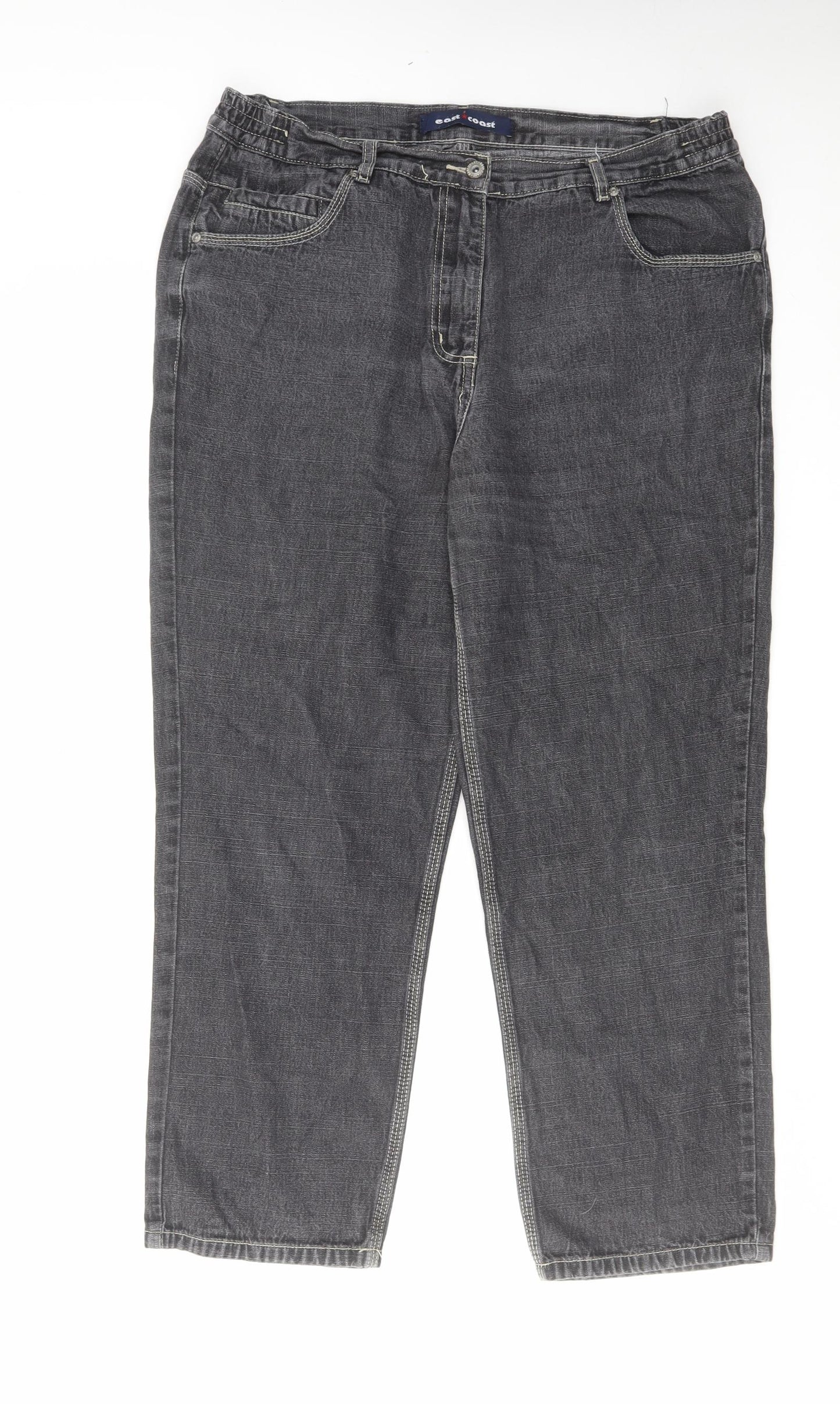 East Coast Womens Grey Cotton Straight Jeans Size 16 L27 in Regular Zip