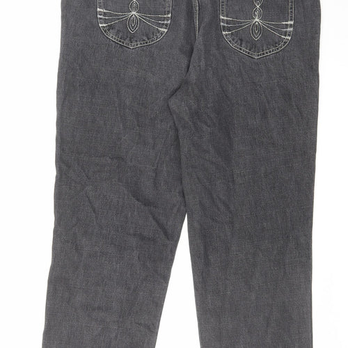 East Coast Womens Grey Cotton Straight Jeans Size 16 L27 in Regular Zip