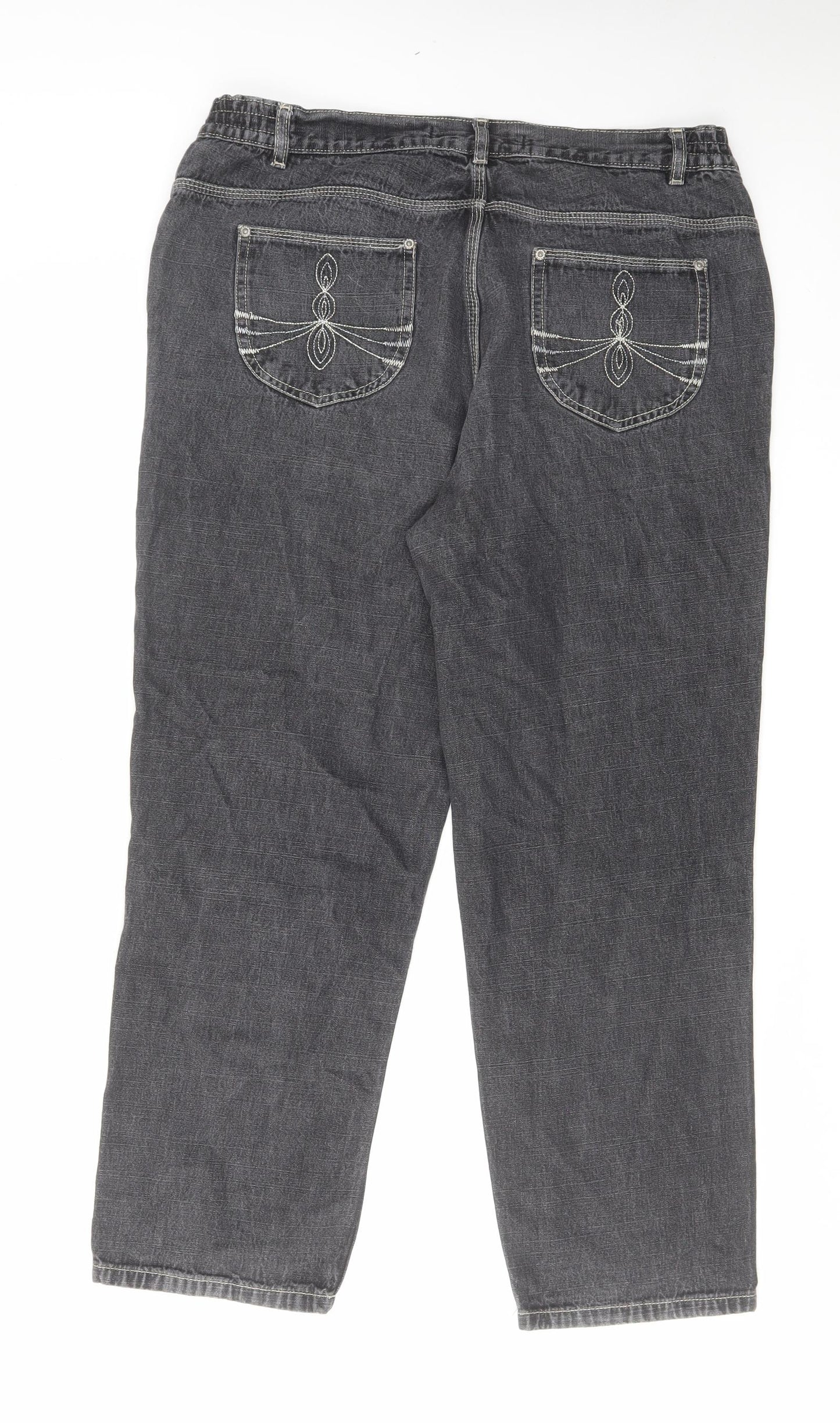 East Coast Womens Grey Cotton Straight Jeans Size 16 L27 in Regular Zip