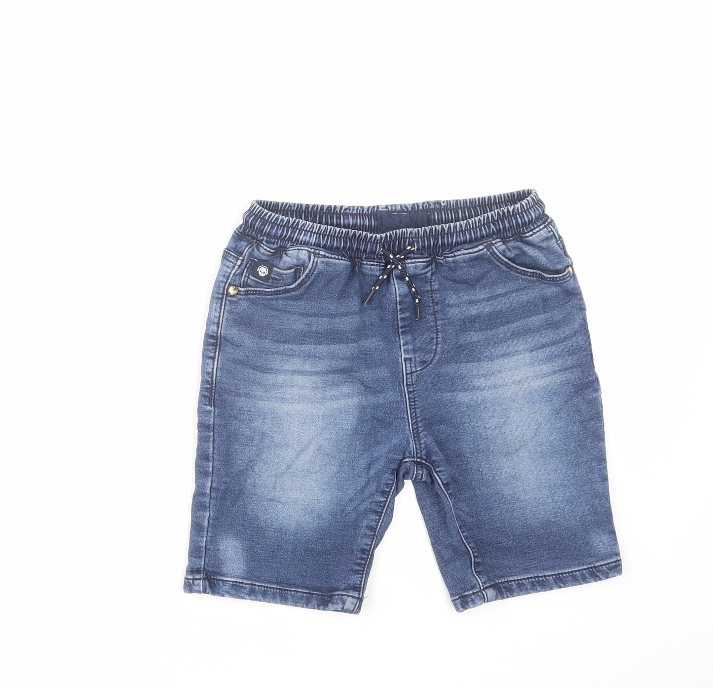 NEXT Boys Blue Cotton Bermuda Shorts Size 7 Years Regular Drawstring