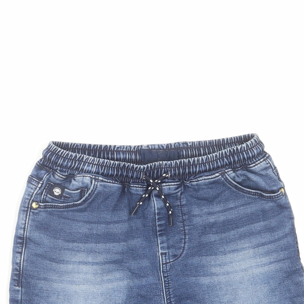 NEXT Boys Blue Cotton Bermuda Shorts Size 7 Years Regular Drawstring