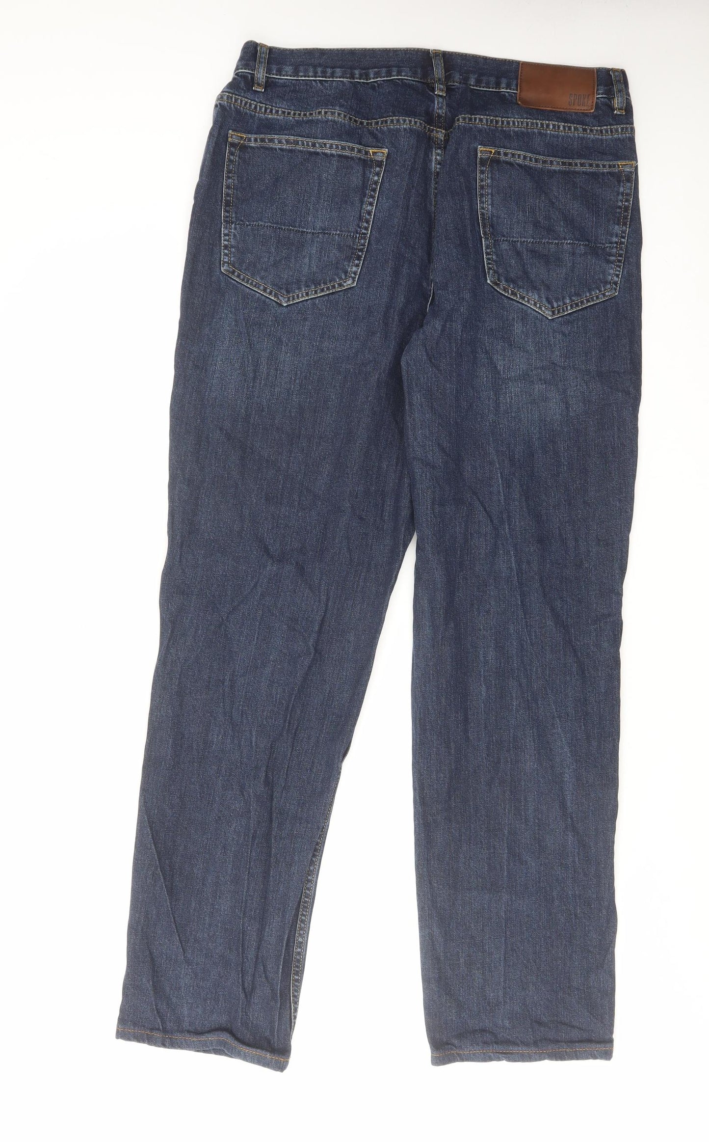 SPOKE Mens Blue Cotton Straight Jeans Size 35 in L31 in Regular Zip