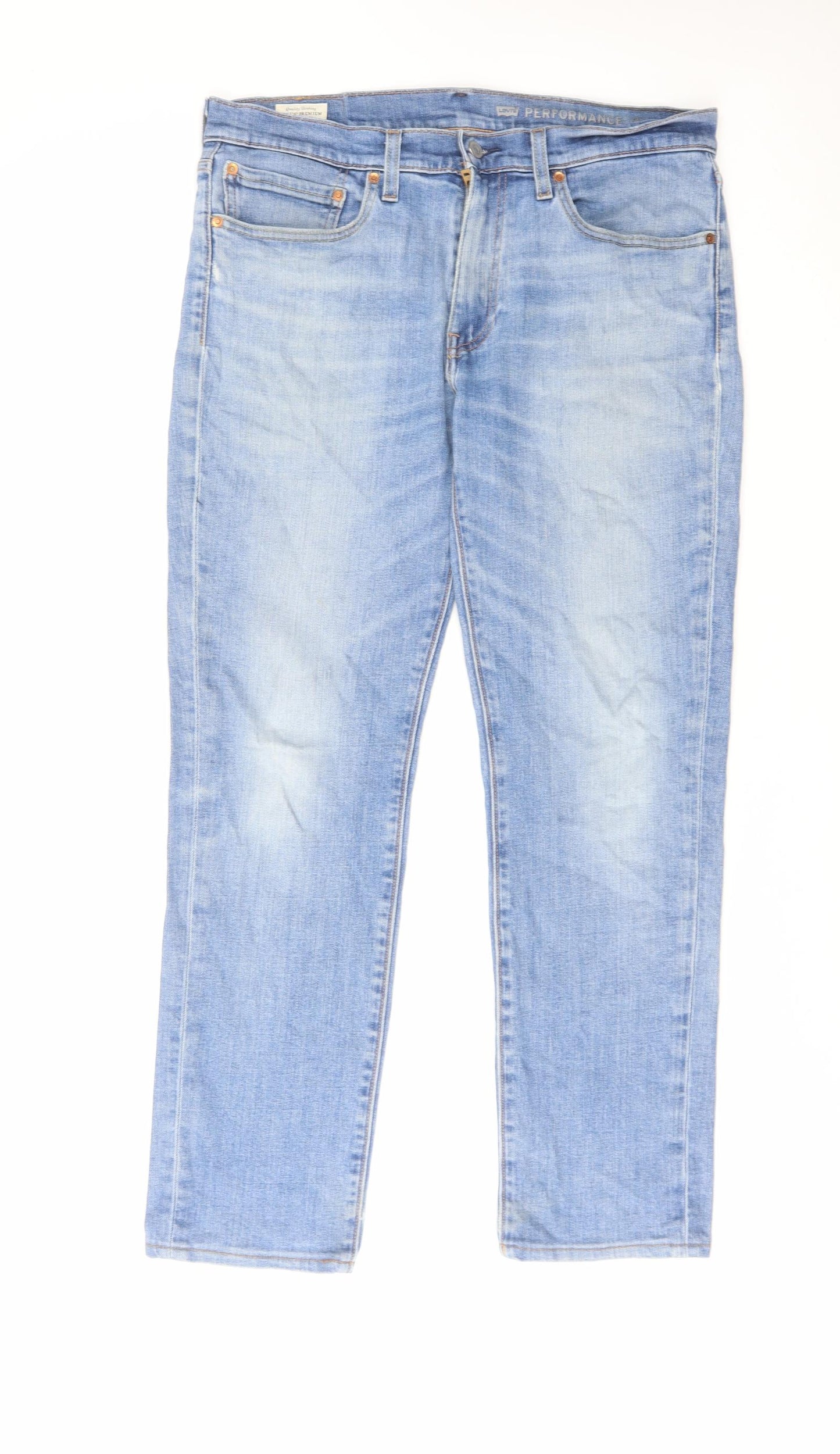 Levi's Mens Blue Cotton Straight Jeans Size 34 in L32 in Regular Zip