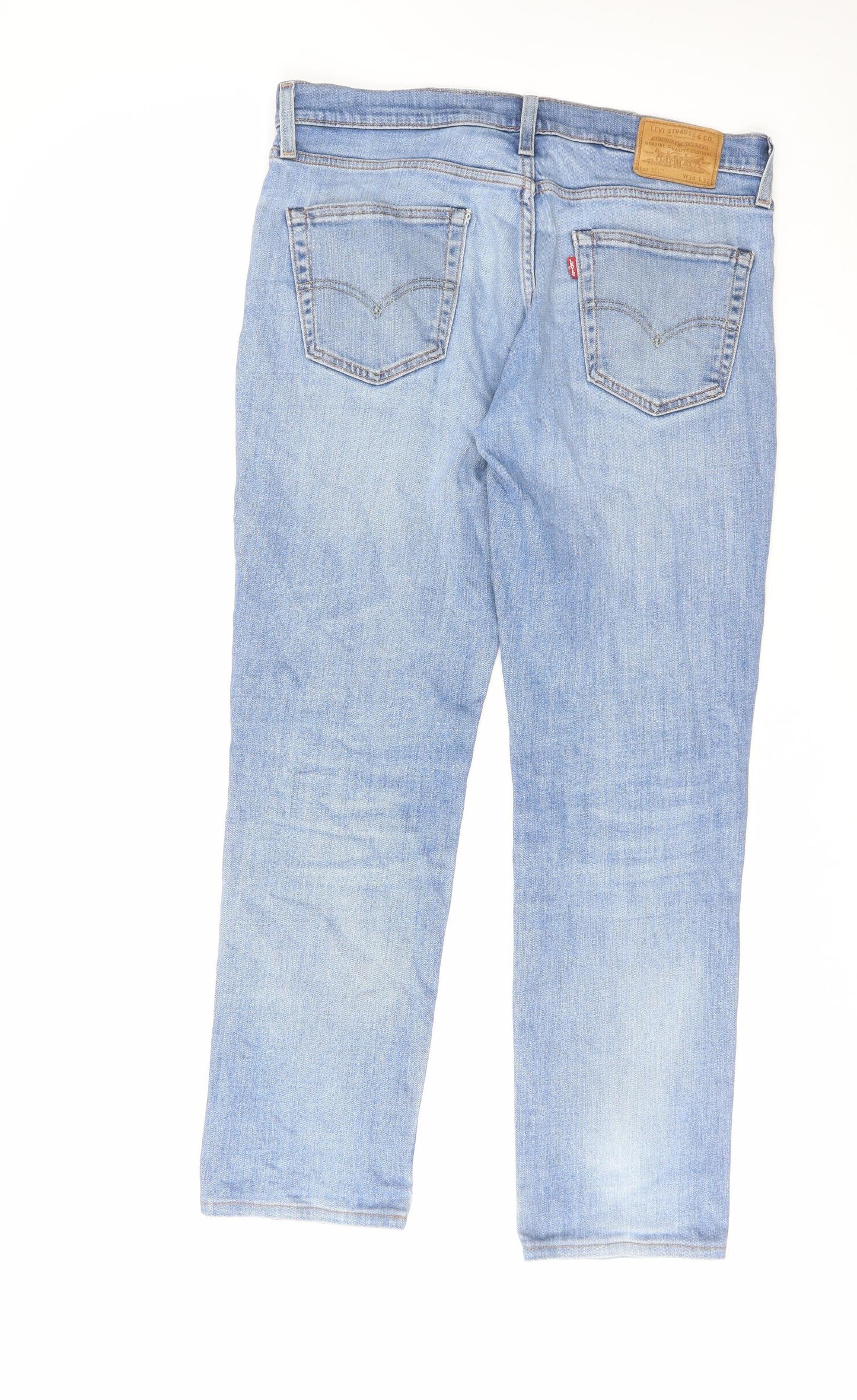Levi's Mens Blue Cotton Straight Jeans Size 34 in L32 in Regular Zip