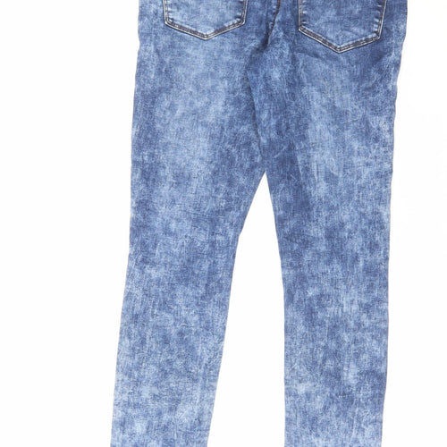 New Look Womens Blue Cotton Skinny Jeans Size 10 L30 in Regular Zip - Acid Wash