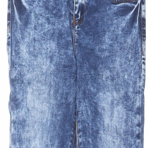 New Look Womens Blue Cotton Skinny Jeans Size 10 L30 in Regular Zip - Acid Wash