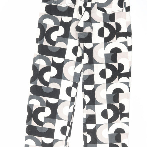 Motel Womens Multicoloured Geometric Cotton Straight Jeans Size S L29 in Regular Zip
