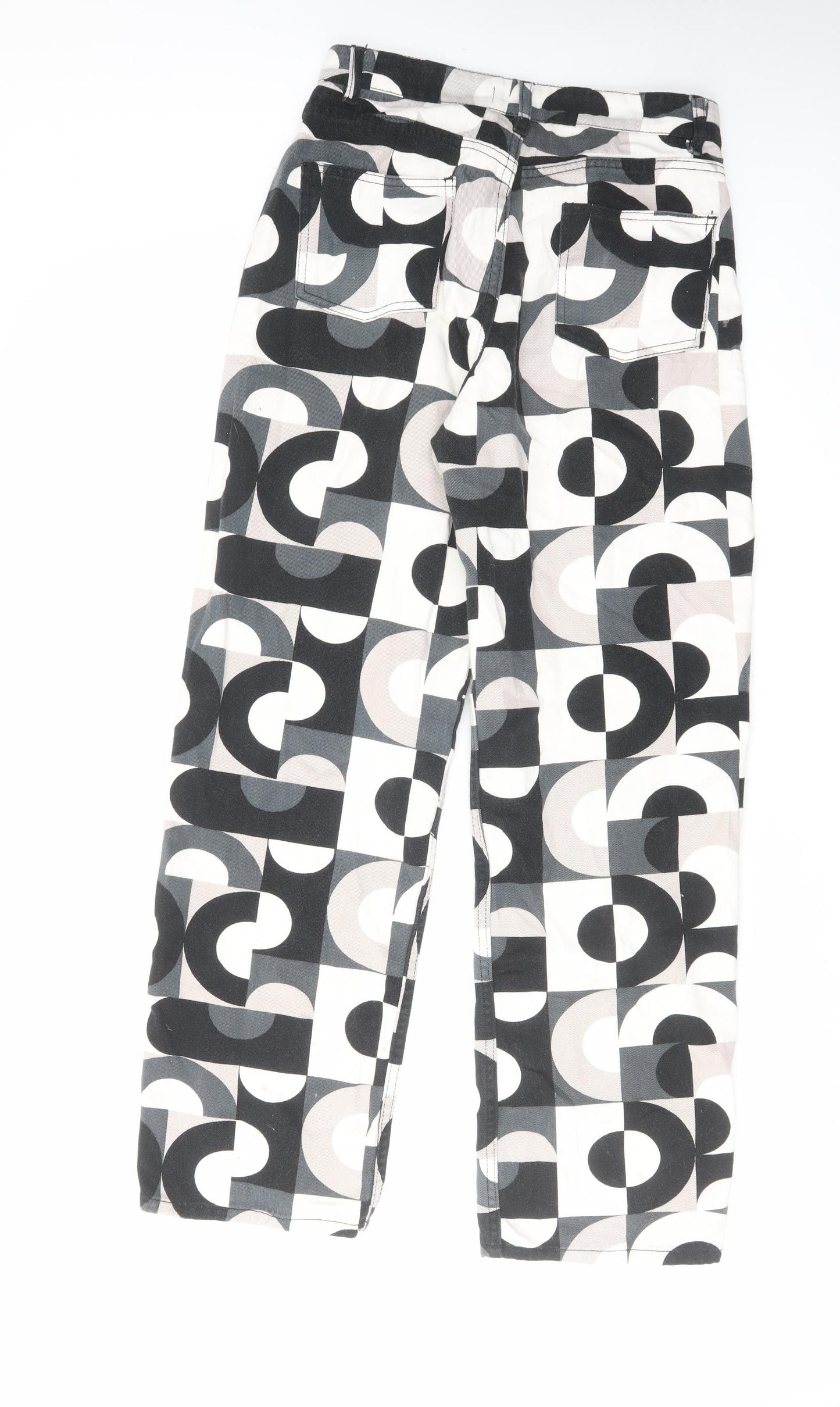 Motel Womens Multicoloured Geometric Cotton Straight Jeans Size S L29 in Regular Zip