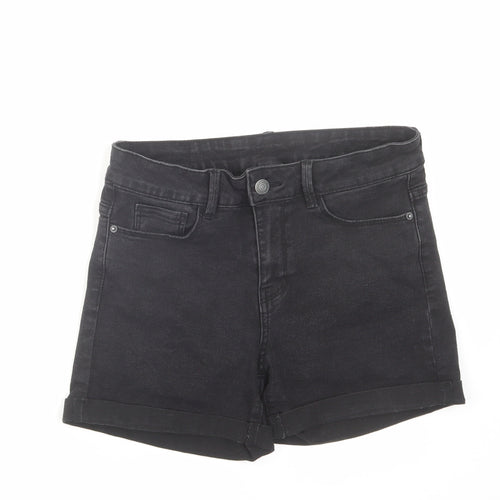 VERO MODA Womens Black Cotton Mom Shorts Size M L4 in Regular Zip
