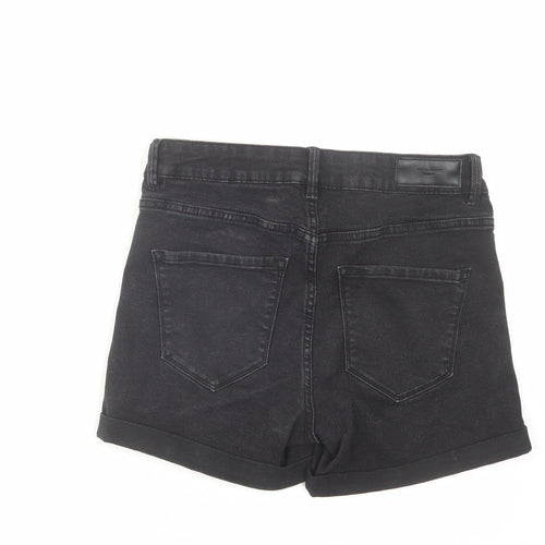 VERO MODA Womens Black Cotton Mom Shorts Size M L4 in Regular Zip