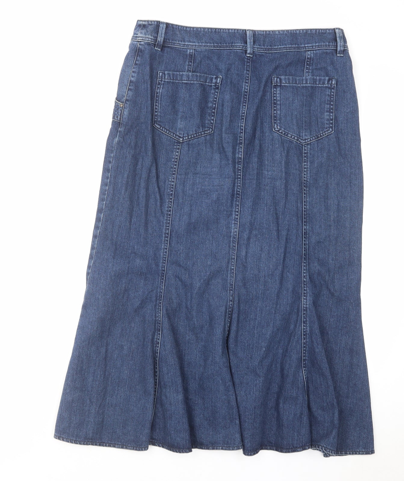 Per Una Womens Blue Cotton A-Line Skirt Size 14 Zip