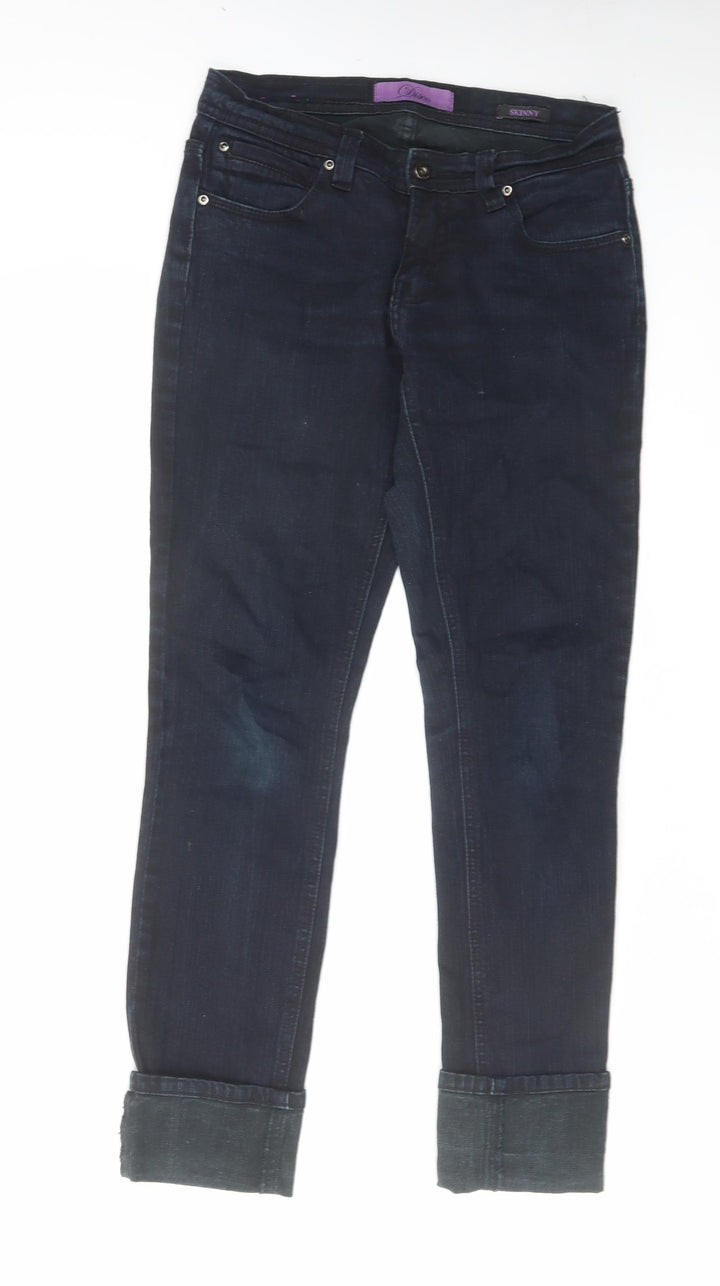 Disco Womens Blue Cotton Straight Jeans Size 8 L26 in Regular Zip