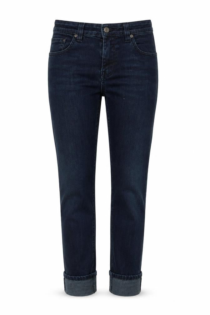 Front view of Disco women’s blue cotton straight jeans, size UK 8, 26-inch leg regular zip