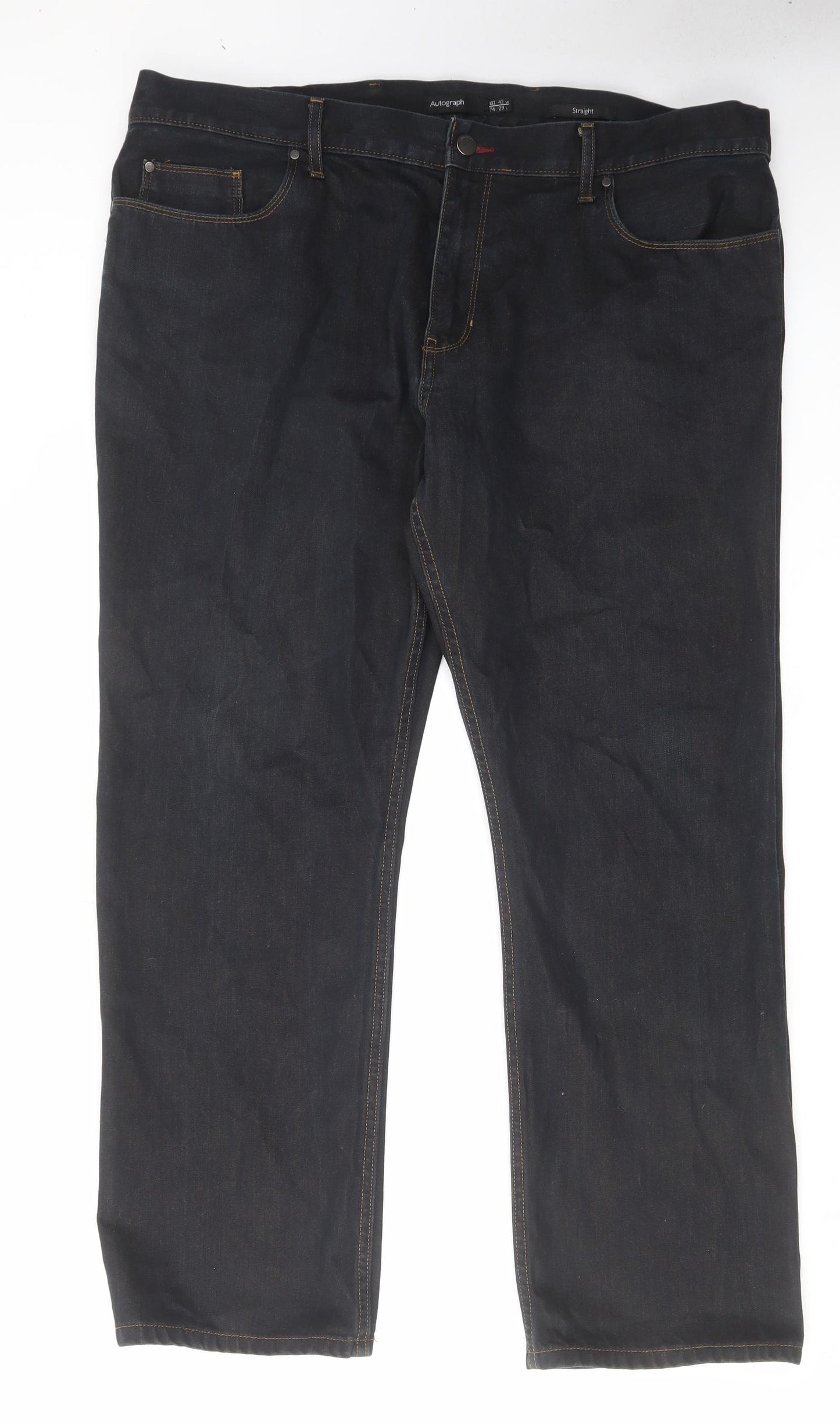 Autograph Mens Blue Cotton Straight Jeans Size 42 in L29 in Regular Zip