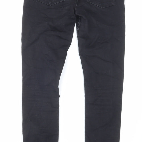 River Island Boys Black Cotton Skinny Jeans Size 12 Years Regular Zip