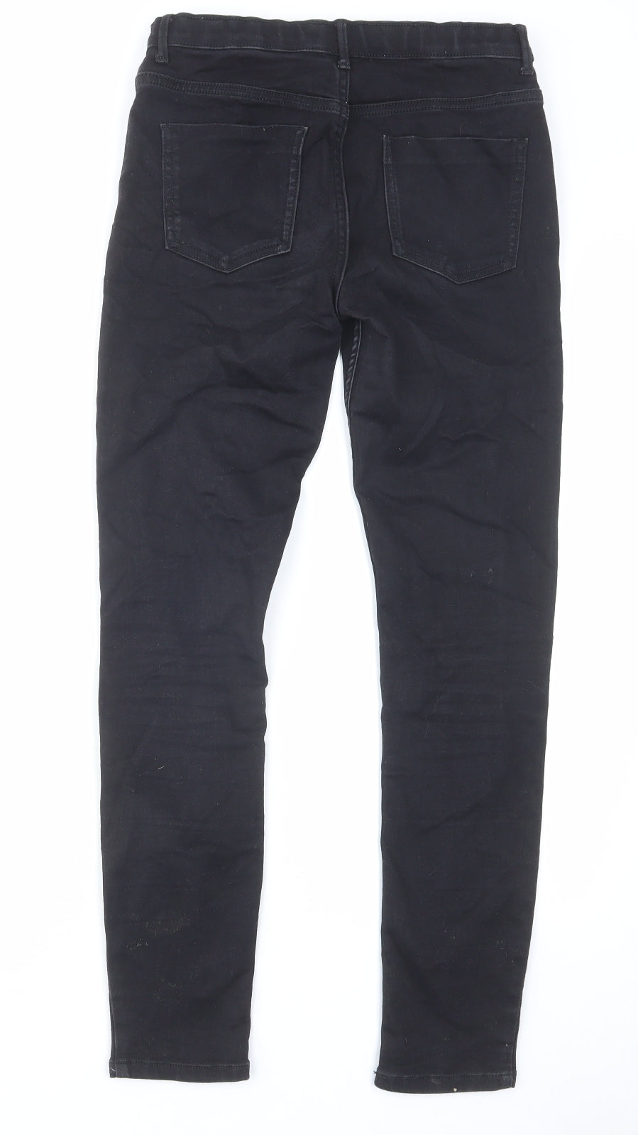 River Island Boys Black Cotton Skinny Jeans Size 12 Years Regular Zip