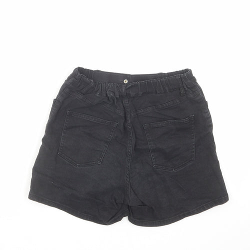 Uniqlo Girls Black Cotton Bermuda Shorts Size 12 Years Regular Zip