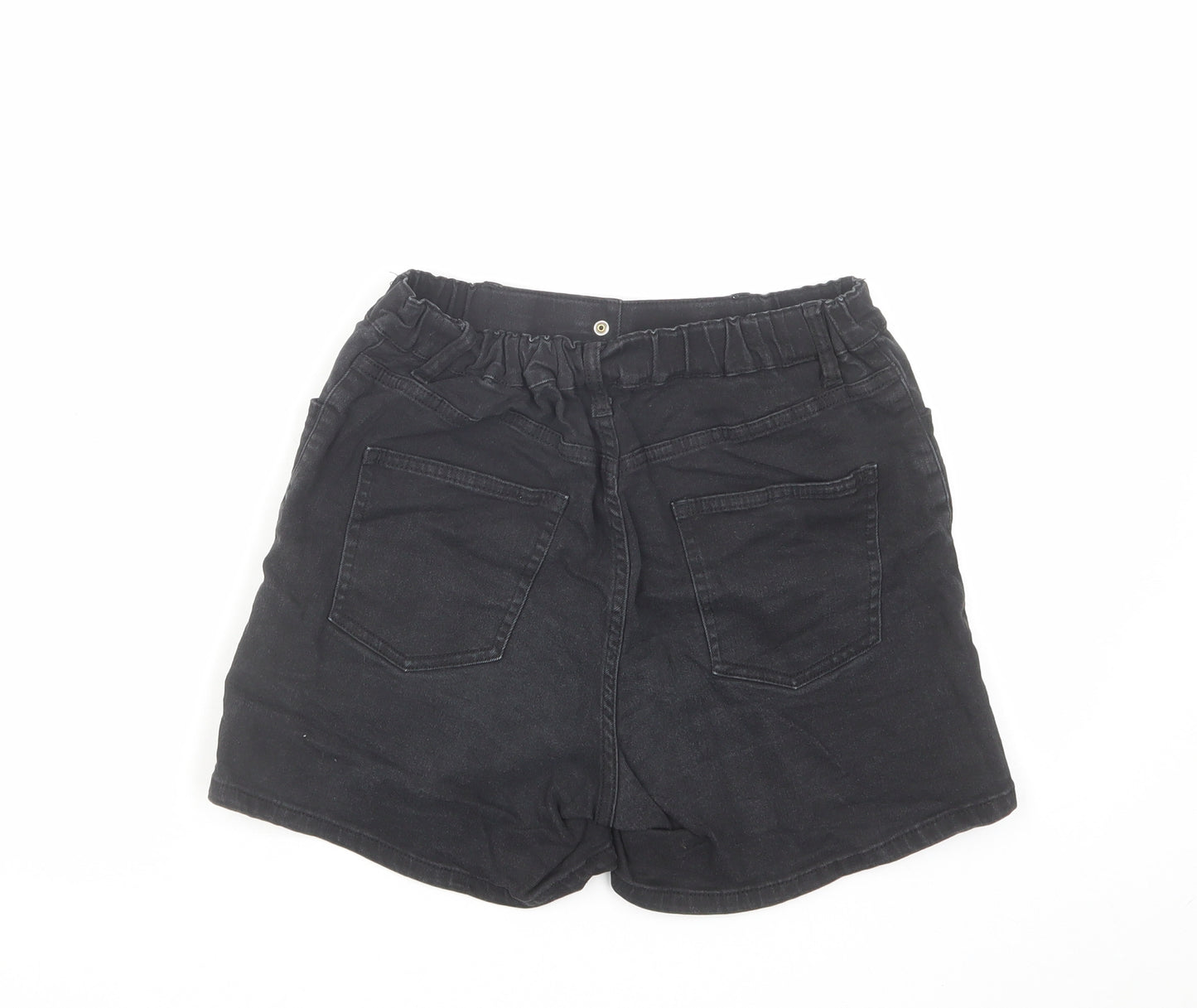 Uniqlo Girls Black Cotton Bermuda Shorts Size 12 Years Regular Zip