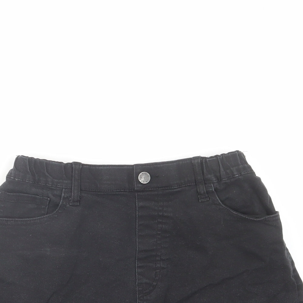 Uniqlo Girls Black Cotton Bermuda Shorts Size 12 Years Regular Zip