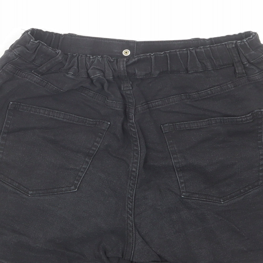 Uniqlo Girls Black Cotton Bermuda Shorts Size 12 Years Regular Zip