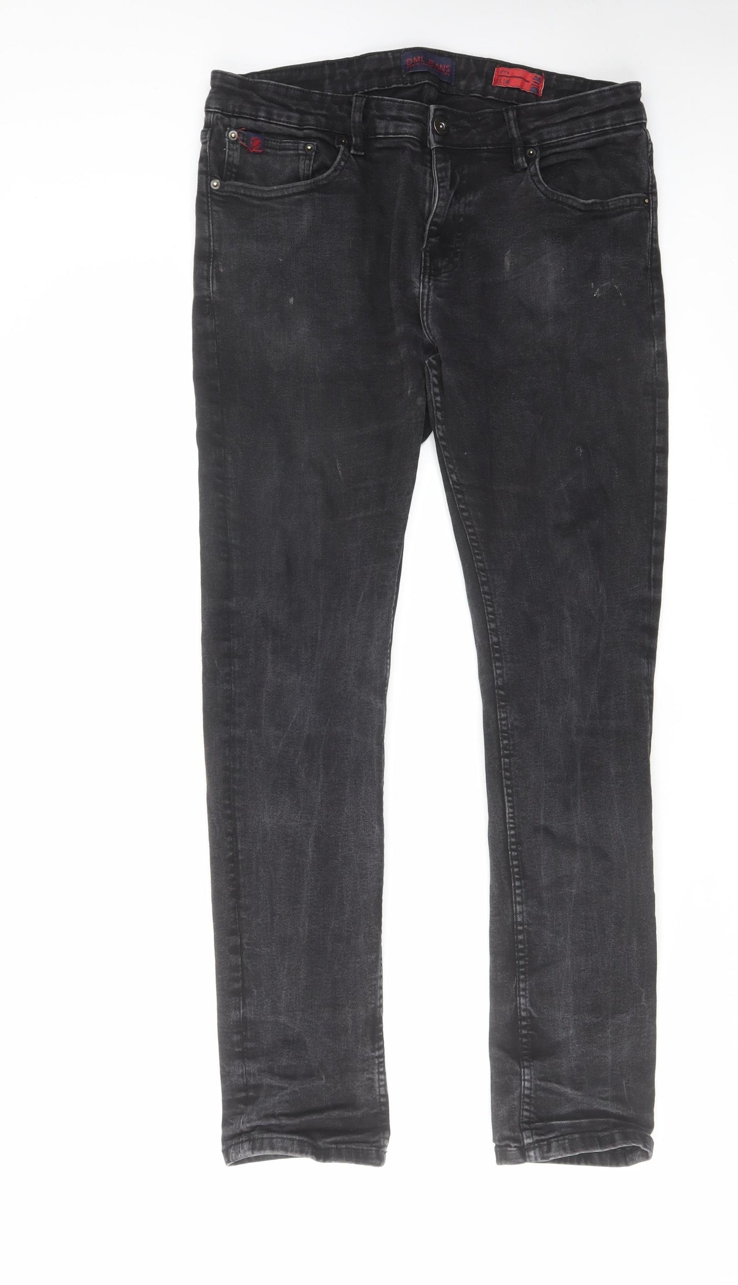 DML Jeans Mens Black Cotton Skinny Jeans Size 34 in L30 in Regular Zip