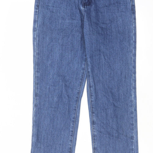 Oliver Bonas Womens Blue Cotton Straight Jeans Size 8 L27 in Regular Zip