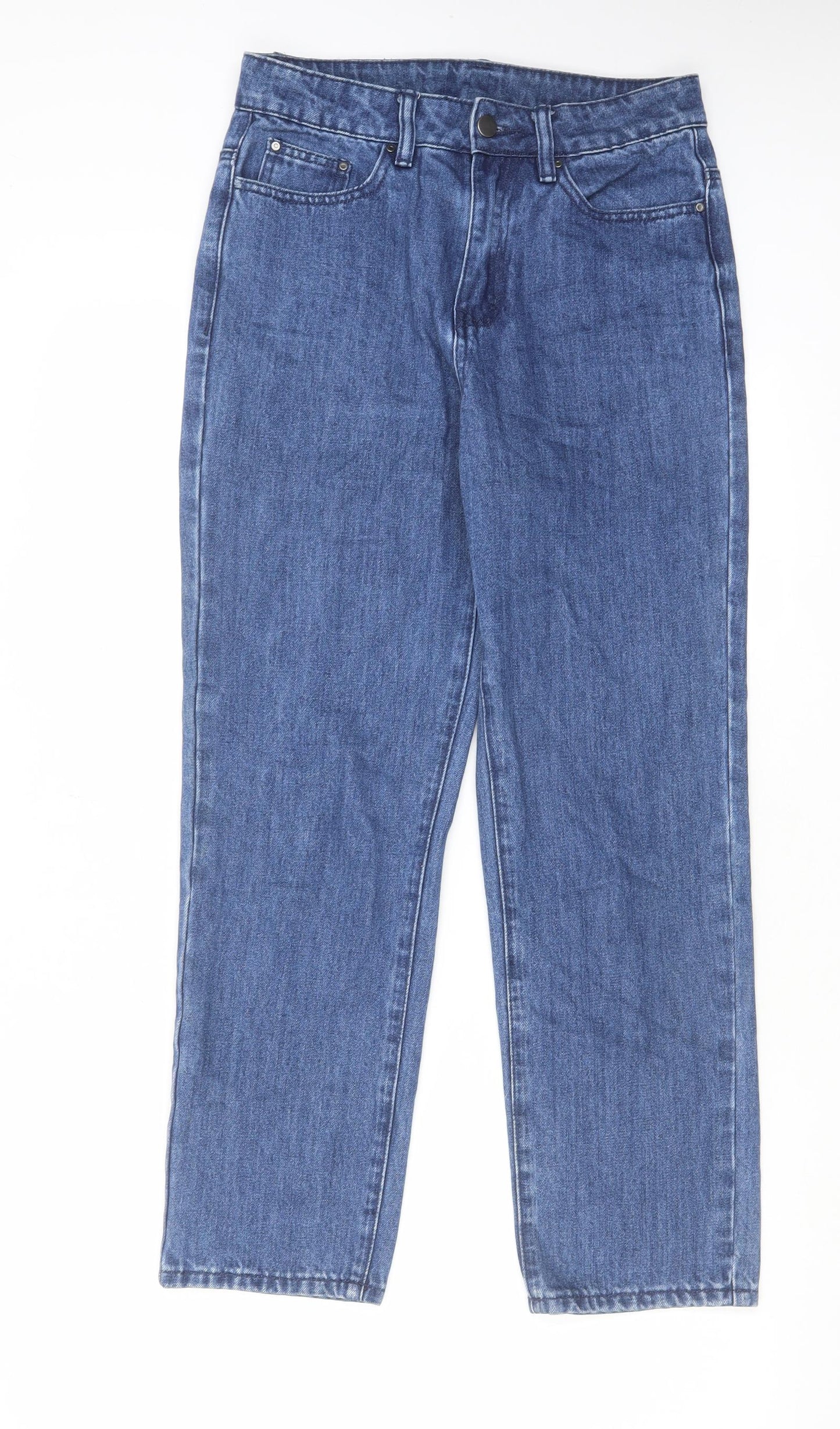 Oliver Bonas Womens Blue Cotton Straight Jeans Size 8 L27 in Regular Zip