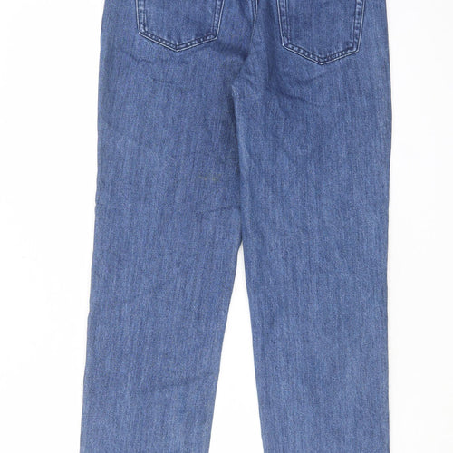 Oliver Bonas Womens Blue Cotton Straight Jeans Size 8 L27 in Regular Zip