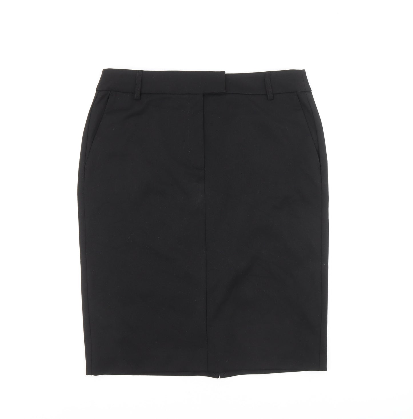 Marks and Spencer Womens Black Polyester A-Line Skirt Size 14 Zip