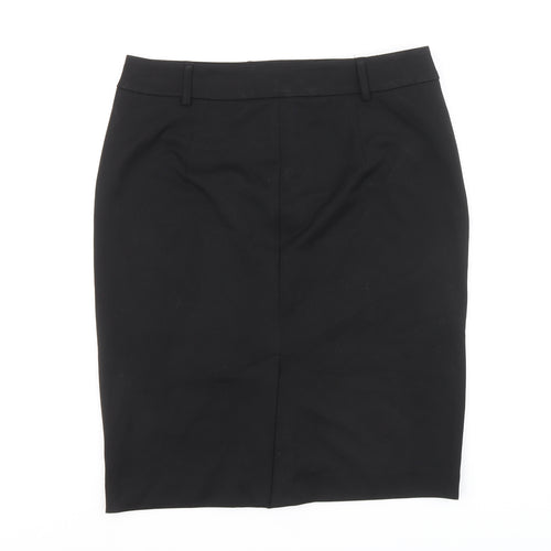 Marks and Spencer Womens Black Polyester A-Line Skirt Size 14 Zip