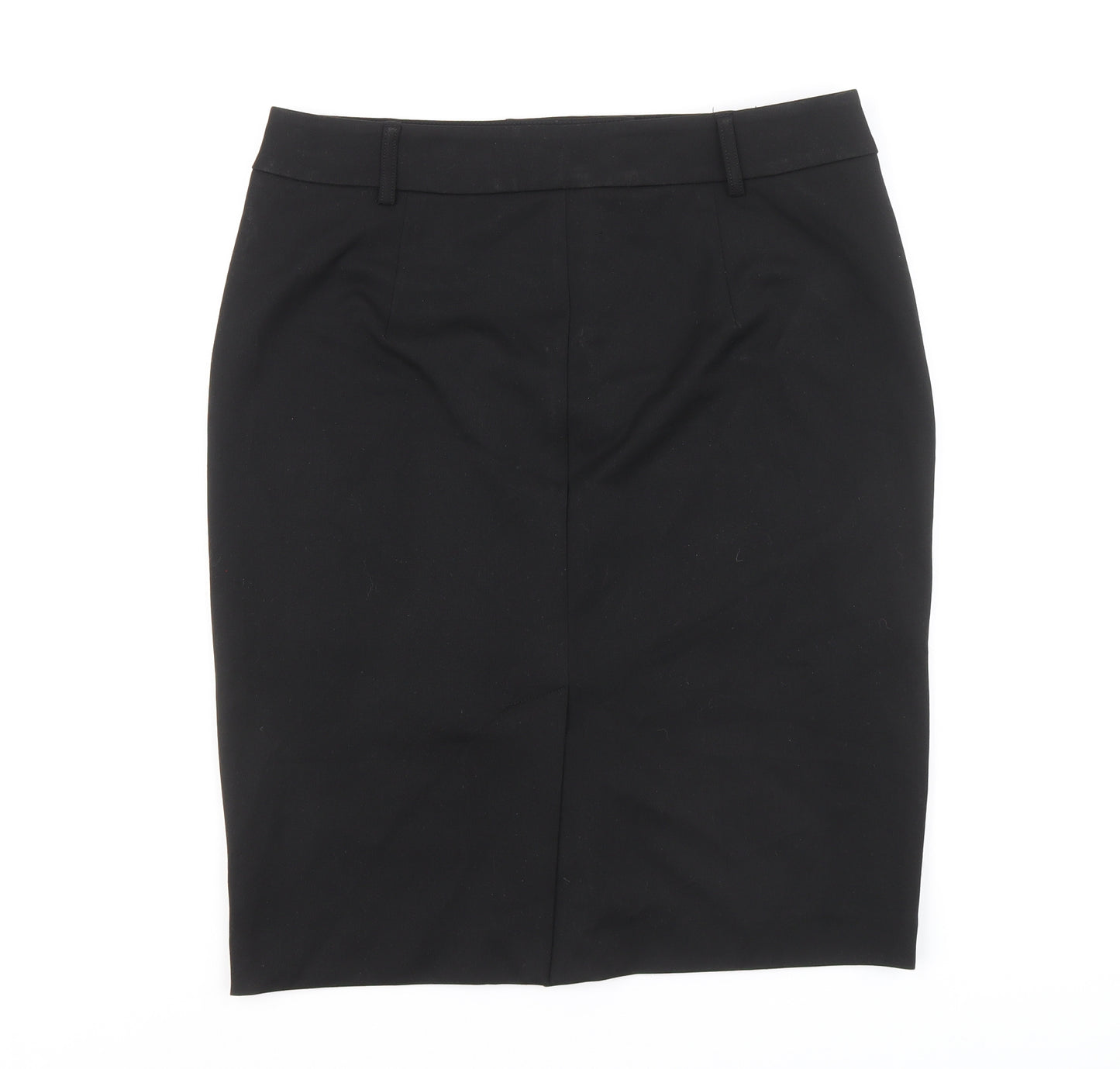 Marks and Spencer Womens Black Polyester A-Line Skirt Size 14 Zip