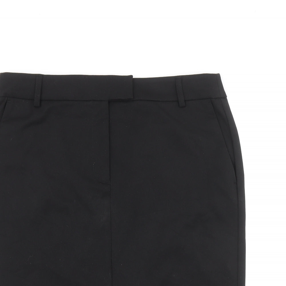 Marks and Spencer Womens Black Polyester A-Line Skirt Size 14 Zip