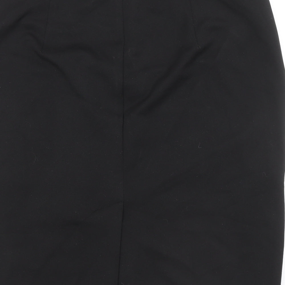 Marks and Spencer Womens Black Polyester A-Line Skirt Size 14 Zip