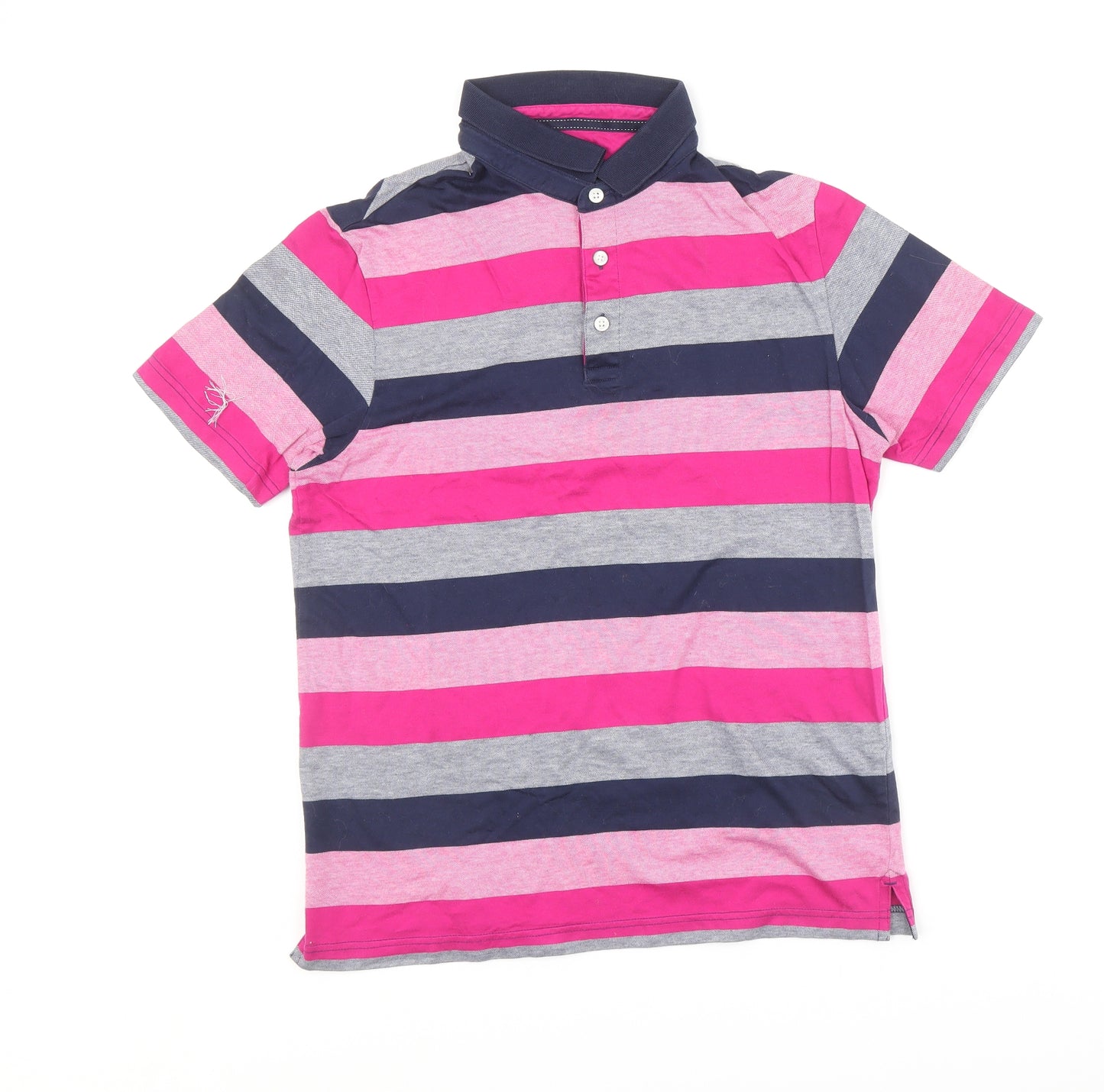 Blue Harbour Mens Multicoloured Striped Cotton Polo Size S Collared Button