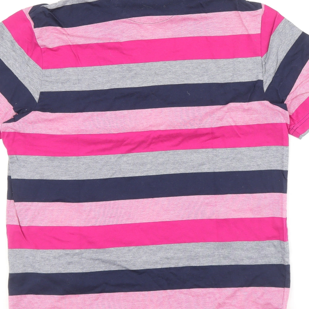 Blue Harbour Mens Multicoloured Striped Cotton Polo Size S Collared Button