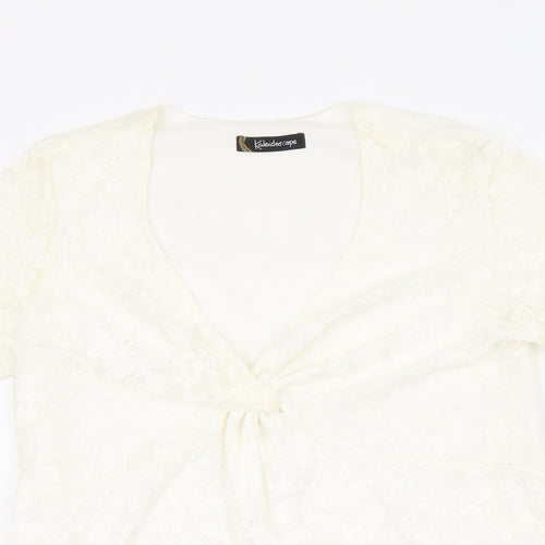 Kaleidoscope Womens Ivory Polyamide Basic T-Shirt Size 14 V-Neck