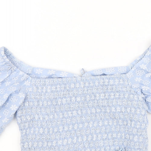 CIDER Womens Blue Polyester Basic Blouse Size S Square Neck