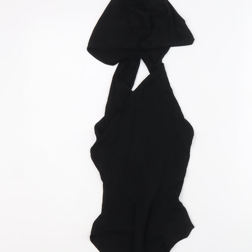 Zara Womens Black Viscose Bodysuit One-Piece Size XS Button