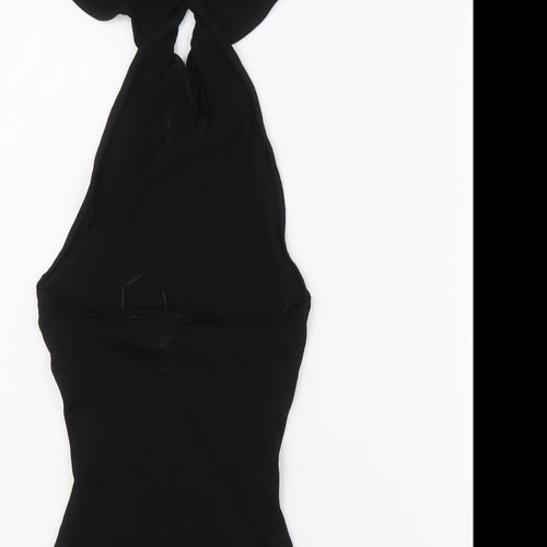 Zara Womens Black Viscose Bodysuit One-Piece Size XS Button