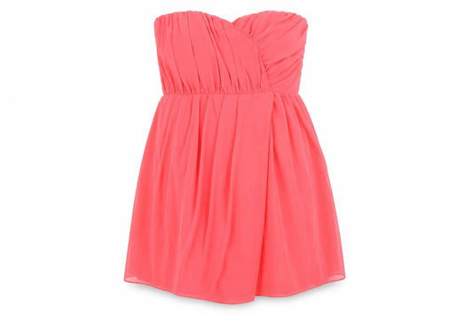 Front view of ASOS women’s red polyester fit & flare, size UK 12, sweetheart zip