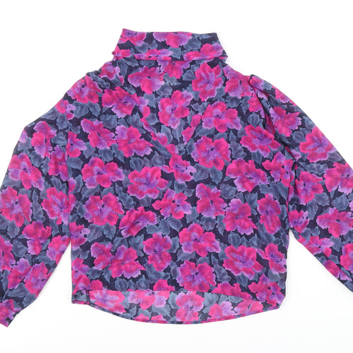 Richards Womens Multicoloured Floral Polyester Blend Basic Blouse Size 10 High Neck