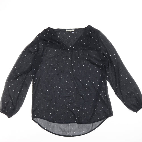 Maisons du Monde Womens Black Geometric Polyester Basic Blouse Size 14 V-Neck - Star Print