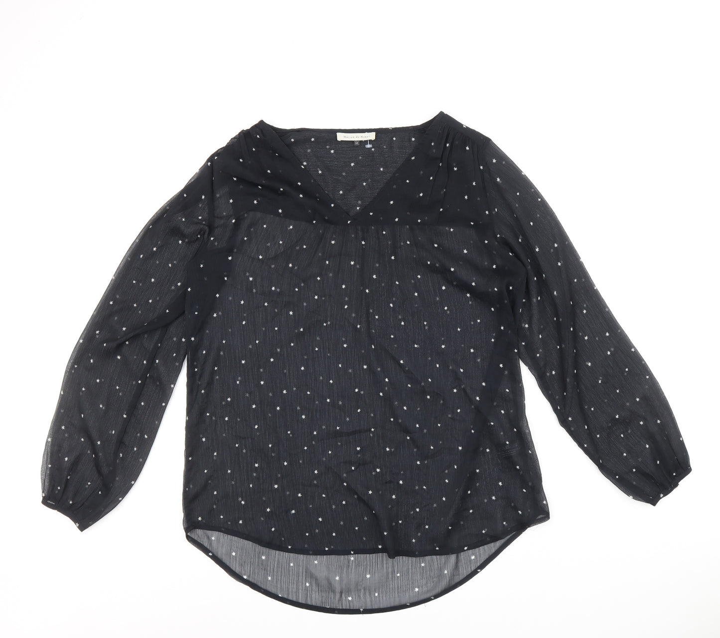 Maisons du Monde Womens Black Geometric Polyester Basic Blouse Size 14 V-Neck - Star Print