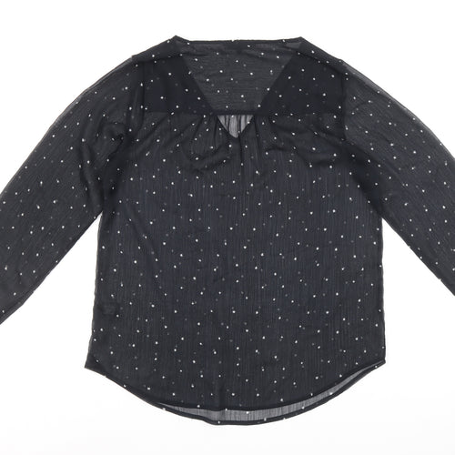 Maisons du Monde Womens Black Geometric Polyester Basic Blouse Size 14 V-Neck - Star Print