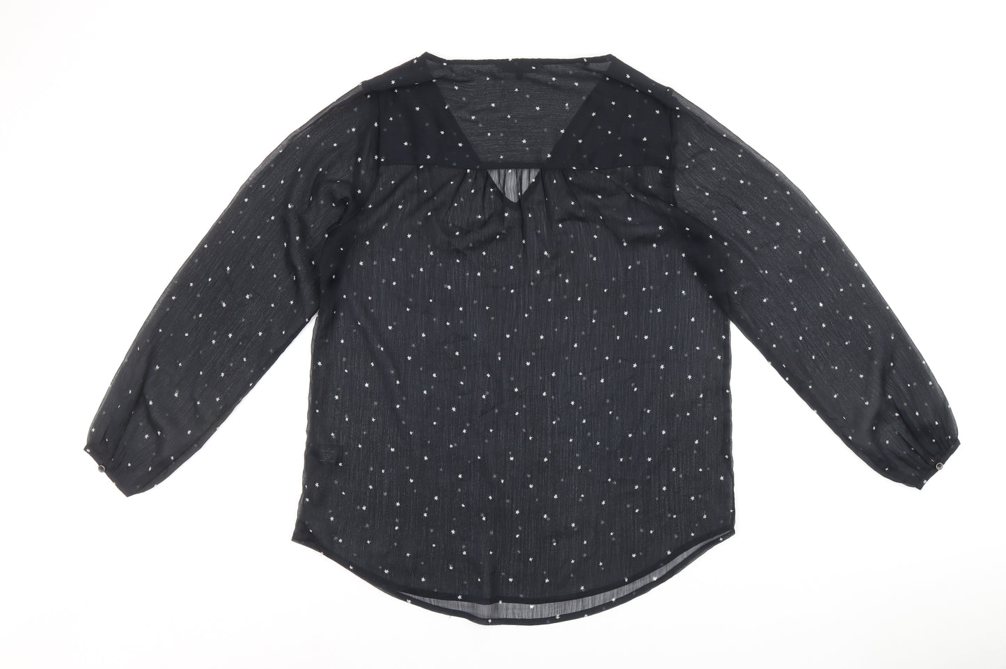 Maisons du Monde Womens Black Geometric Polyester Basic Blouse Size 14 V-Neck - Star Print