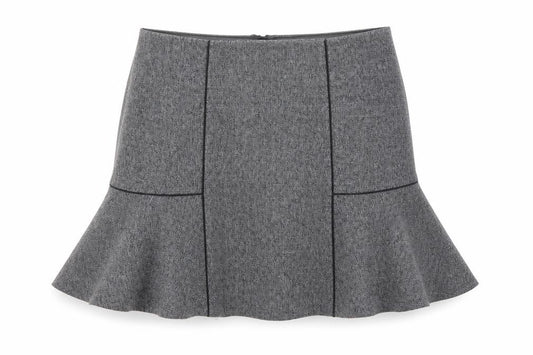 Front view of Next women’s grey polyester trumpet skirt, size UK 12, zip