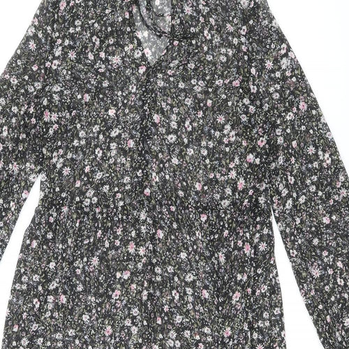 New Look Womens Multicoloured Floral Polyester A-Line Size 12 Round Neck Tie
