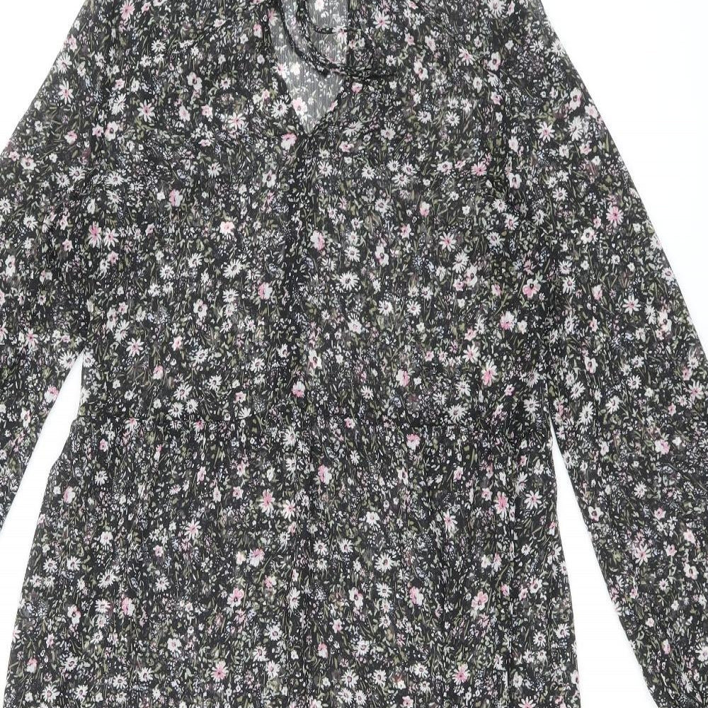 New Look Womens Multicoloured Floral Polyester A-Line Size 12 Round Neck Tie
